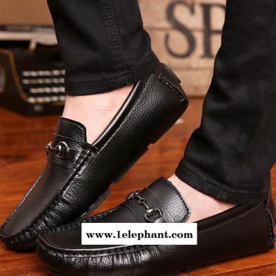 春秋新款真皮豆豆鞋英伦风时尚潮鞋耐磨防滑驾车鞋套脚懒人鞋男士图3