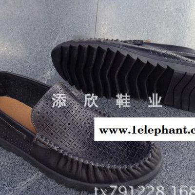 直销外贸鞋 男士软面头层牛皮休闲鞋套脚网孔男鞋图2