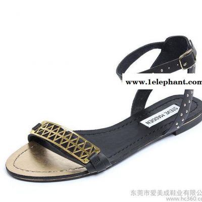 凉鞋女鞋2015夏季新款欧美真皮平底平跟女鞋套趾鱼嘴时尚罗马图2