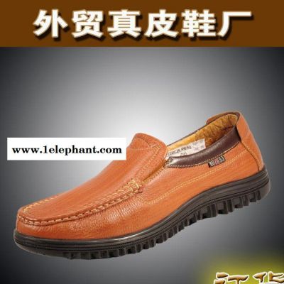 夏季男士休闲皮鞋真皮透气男鞋套脚懒人休闲鞋单鞋中老年人鞋子男图2