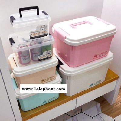 家居收纳箱批发工厂 定制收纳盒厂家 化妆品手提箱定制 大号收纳箱印logo图4