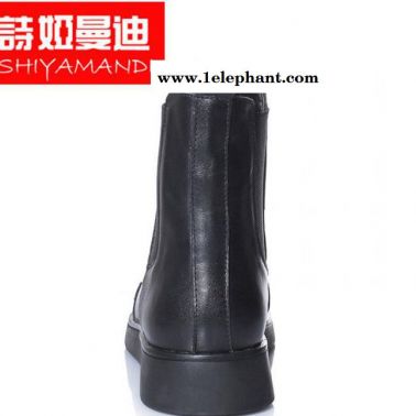 品牌2014冬季欧美圆头低跟平跟鞋牛皮女鞋套筒真皮短靴马