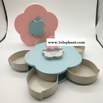 花漾旋转糖果盒创意干果盘塑料懒人果盘婚庆喜糖盒零食格收纳盒图2