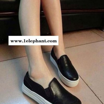 2015年新品圆头真皮女鞋套脚平跟懒人鞋防滑牛筋底豆豆鞋图3