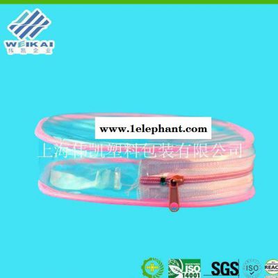 塑料定制手提收纳袋 PVC蝴蝶结零钱包 心形pvc透明化妆包定制图3