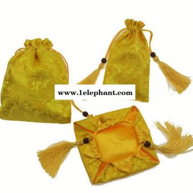 直销 2016新款收纳袋 复古明黄色收藏袋 小物件整理抽绳袋