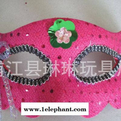 舞会面具批发 鬼节面具 万圣节面具 布面平头侧花面具图3
