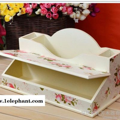 木质田园多功能化妆品收纳盒桌面收纳盒箱/时尚便签盒收纳整理盒图3