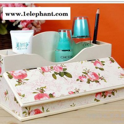 木质田园多功能化妆品收纳盒桌面收纳盒箱/时尚便签盒收纳整理盒图2