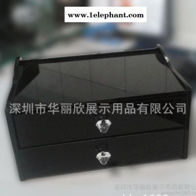 直销亚克力双层收纳盒 水晶黑 钻石手柄 亚克力收纳盒图3
