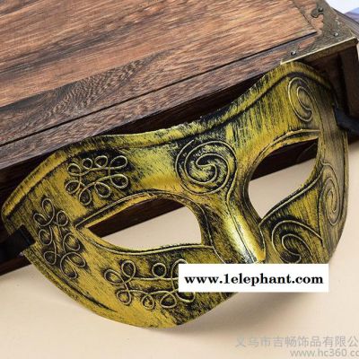 威尼斯圣诞化妆舞会复古面具金银爵士面具男士表演聚会面具图2
