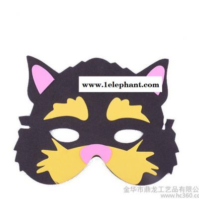 儿童EVA卡通动物面具黑猫万圣节用品舞会面具可定制