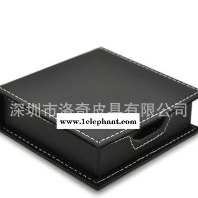 深圳工厂 高端订制 PU皮 便签盒 桌面收纳 备忘录收纳盒