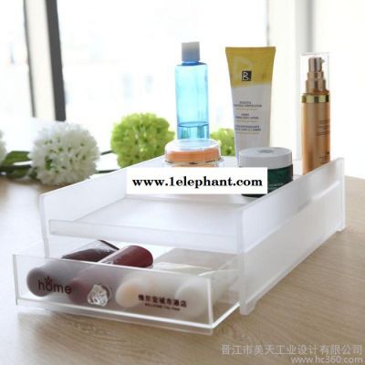 供应曹喜欢磨砂亚克力化妆品收纳盒 有机玻璃收纳架 彩妆小展台图1
