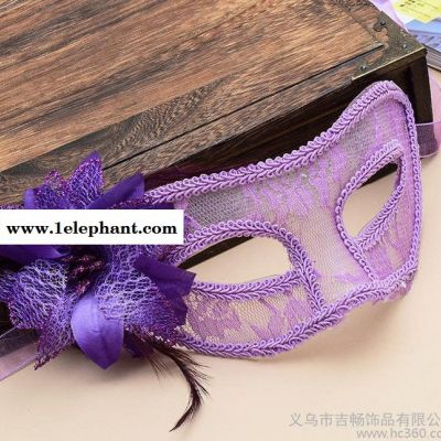 圣诞万圣节新款蕾丝表演学校演出夜场聚会化妆舞会半脸公主面具图2