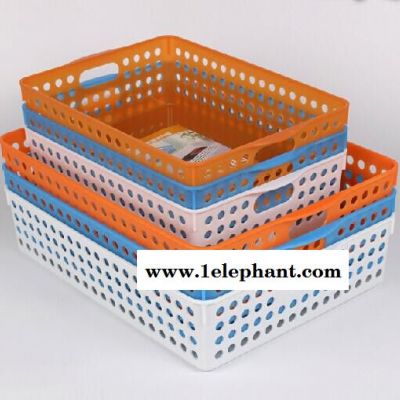 新款多用文件收纳筐A4 A5桌面收纳盒整理好帮手炫彩篮塑料