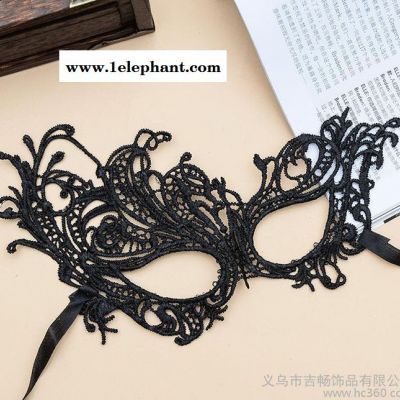 人气性感镂空蕾丝成人黑色女半脸眼罩万圣节化妆舞会公主面具图3