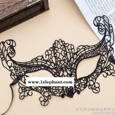 人气性感镂空蕾丝成人黑色女半脸眼罩万圣节化妆舞会公主面具图2