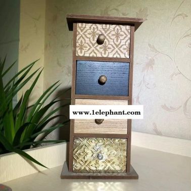 木质手工多层首饰杂物收纳盒