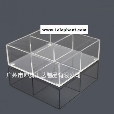 四格亚克力办公桌面收纳盒透明文具盒印章便签盒小配件储物盒批图3