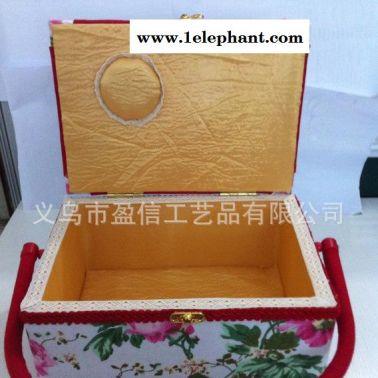 定制 花色手提针线布盒 精致时尚槿盒 女性收纳盒 化妆品盒
