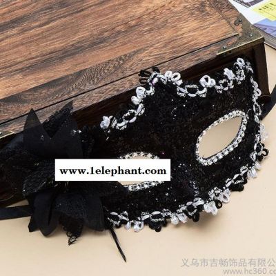 特价万圣节男女派对演出聚会通用贴布侧花半脸公主面具小孩学生图3