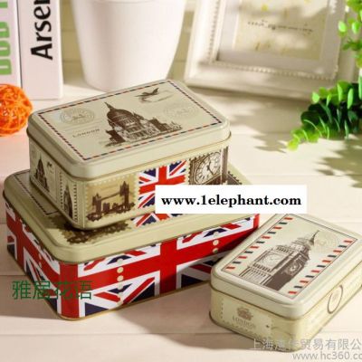 zakka杂货 英国**图案收纳盒 精致马口铁皮盒三件套图2
