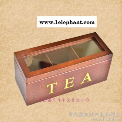 直销美式木质三格茶叶盒储蓄盒咖啡创意收纳盒