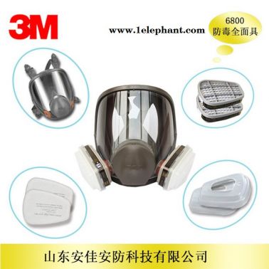 3M6800全面具 大视窗 双滤毒盒面具 配合使用6000滤毒盒