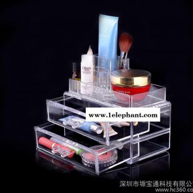 化妆品收纳盒,出口化妆品盒,二层抽屉盒,二层抽屉盒 透明 化妆