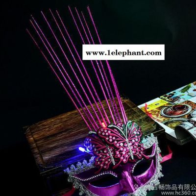 圣诞节新款舞会发光双蝴蝶雨丝面具半脸公主面罩聚会道具发光玩具图3