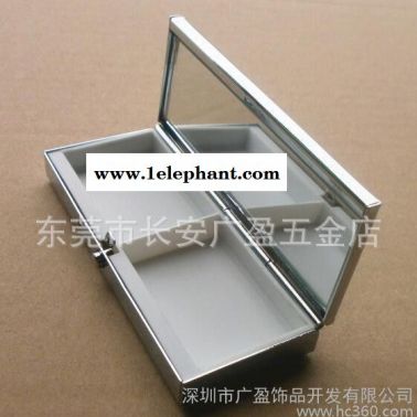 【直销】创意便携式旅行金属收纳盒小药盒819 3格上盖含镜