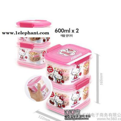 韩国进口HelloKitty凯蒂猫便当食物收纳盒饭盒饼干盒双层 KT822图3