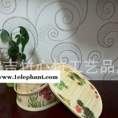 定做 大闸蟹包装篮折叠收纳盒 大闸蟹篮子 竹篮编织