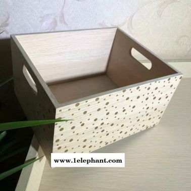 长方形木质波点图案物品收纳盒