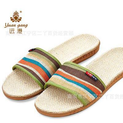 家居拖鞋 远港夏季居家亚麻拖鞋 男女凉拖鞋室内情侣木地板拖鞋图2