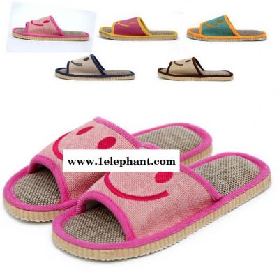 比趣新款可爱笑脸亚麻拖鞋 地板拖鞋 麻拖鞋1003图3