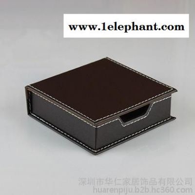 现货供应真皮质便签盒 桌面收纳盒 商务办公实木便条纸盒 酒店用品 高端大气上档次图1