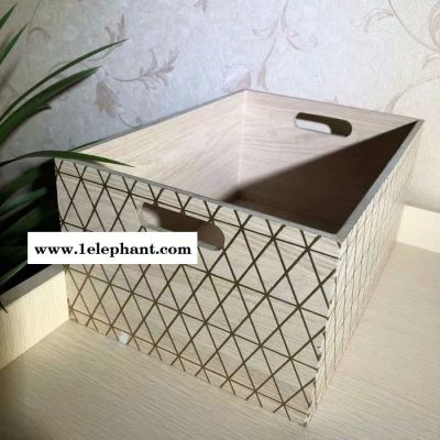 长方形 木质菱形图案物品收纳盒