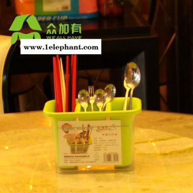 众加有加厚塑料创意三格沥水筷子盒收纳盒餐具笼筷子筒多功能