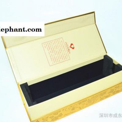 经典珍藏单支装硬纸板红酒盒 黄缎红酒盒红酒收纳盒礼品盒定制图1