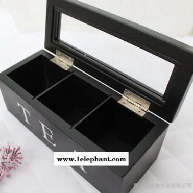 **工厂定制木质茶叶盒 三格 袋装茶叶储蓄盒 咖啡收纳盒