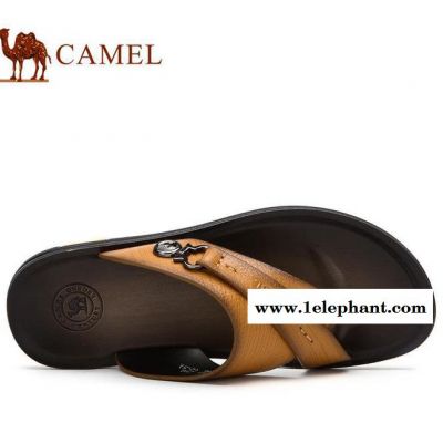 Camel **男拖鞋 日常休闲舒适拖鞋 新款牛皮拖鞋男款A图3