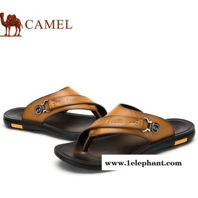 Camel **男拖鞋 日常休闲舒适拖鞋 新款牛皮拖鞋男款A图2