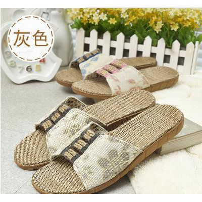 家居拖鞋 远港夏季情侣木地板拖鞋居家亚麻拖鞋室内男女凉拖鞋图3