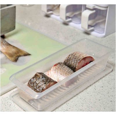 日本进口sanada冰箱沥水保鲜盒 冷冻鱼肉蔬菜收纳盒 可微波冷藏盒 举报图2