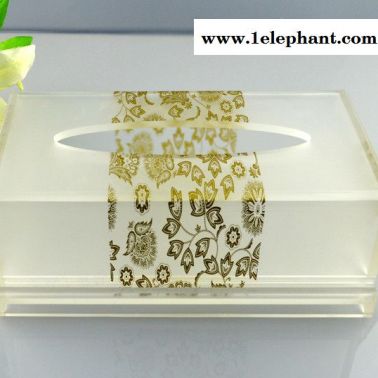 厂家生产定做 亚克力有机玻璃时尚长方形抽式纸巾盒印花收纳盒