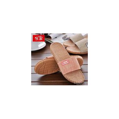 乐家 情侣款亚麻拖鞋  拖鞋厂家  居家室内拖
