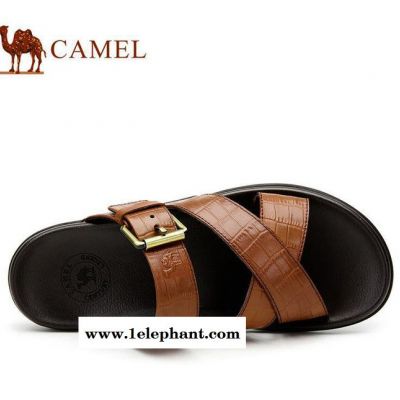 Camel **男鞋 日常休闲舒适拖鞋 新款牛皮耐磨拖鞋A图2