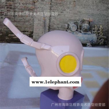 直销玻璃钢工艺品 玻璃钢消防防毒面罩雕塑